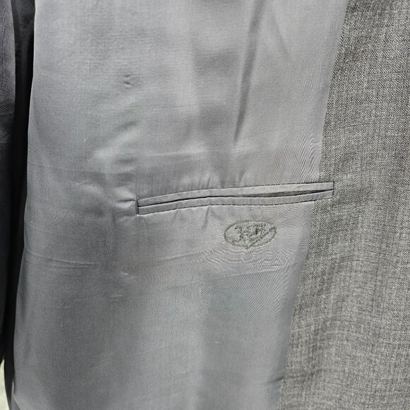 Hickey Freeman Suit Jacket Blazer 48R Grey Tasmanian Wool Loro Piana Super 120s - Picture 9 of 14